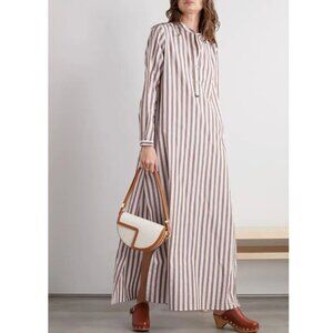 NWT! FORTELA Valery Striped Embellished Cotton-Voile Maxi Dress Size Small